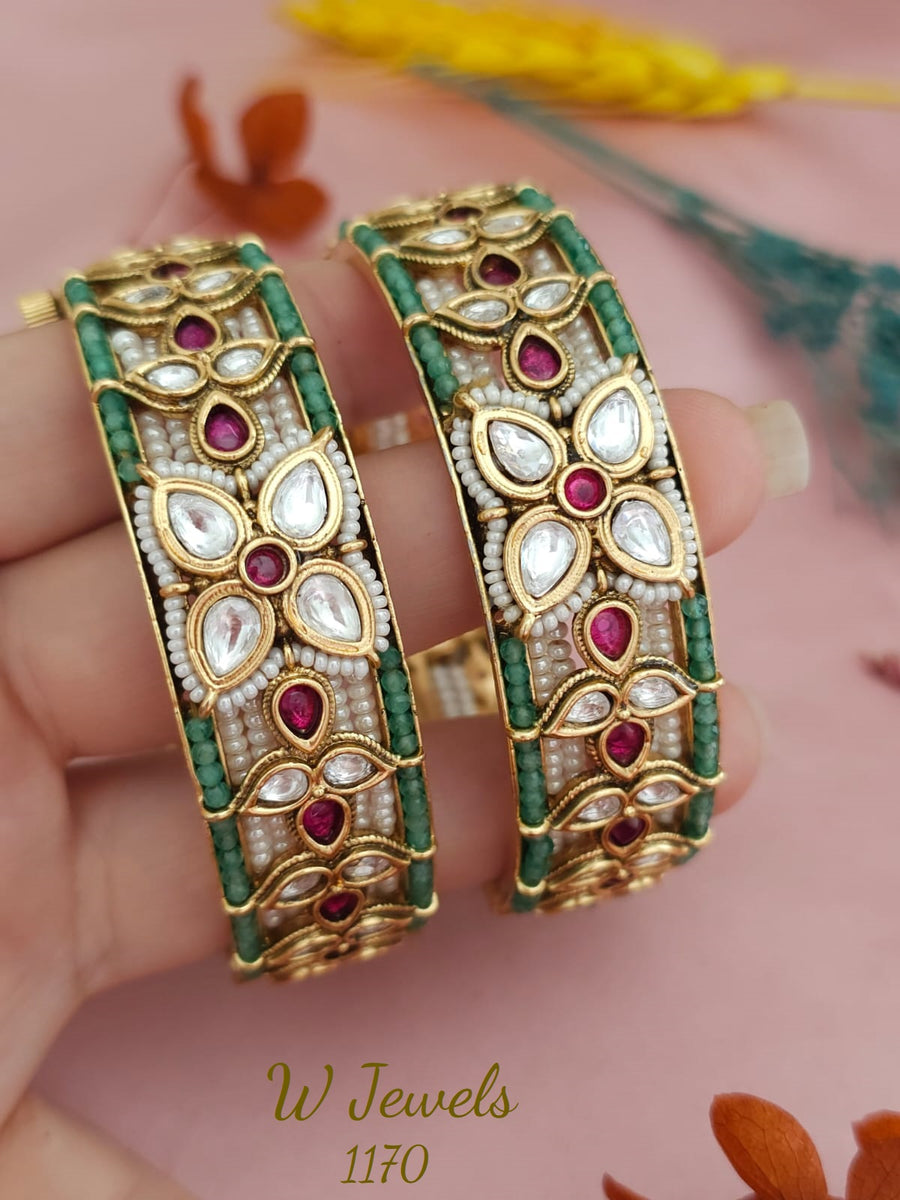 Kundan polki beaded kada